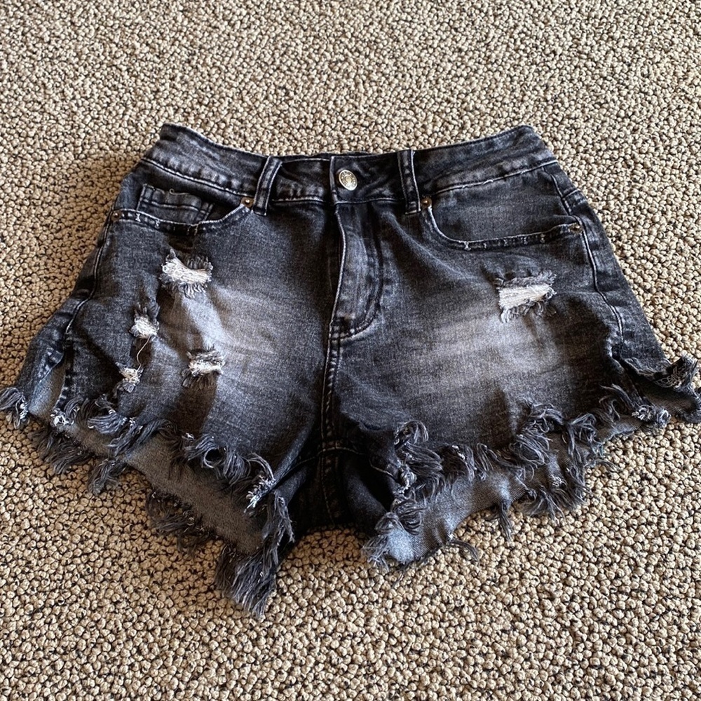 Black Distressed Jean Shorts Size Small in Like New Condition